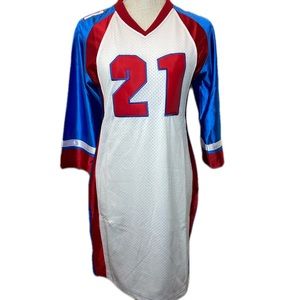 Meow Meow by FBD White/Royal Blue #21 Jersey Dress